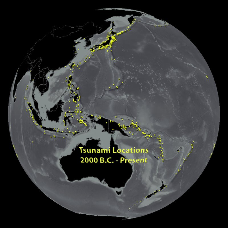 Play video of Tsunami Locations visualization