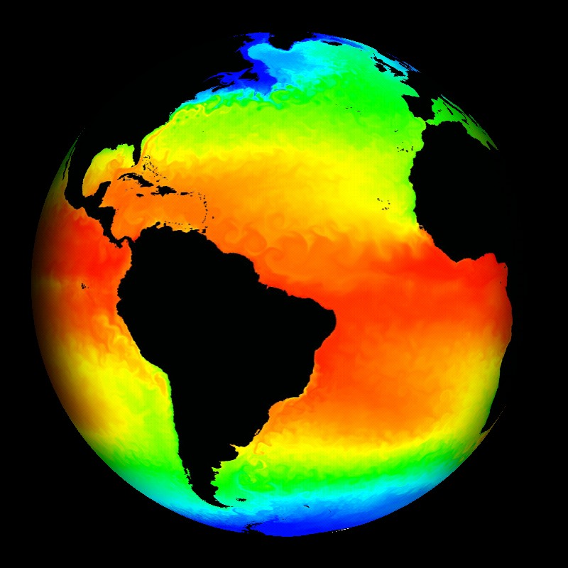ocean currents animation. heat by the ocean currents
