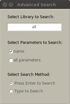 Screenshot of the advanced search options dialog