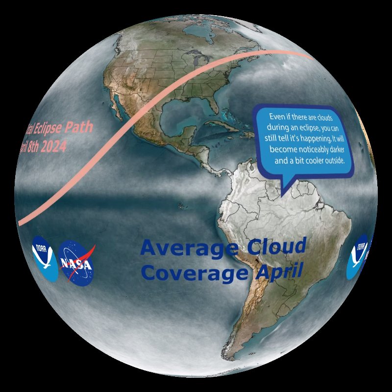 Solar Eclipse Paths and Cloud Fractions April Science On a Sphere
