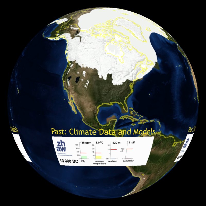 Blue Marble: Sea Level, Ice and Vegetation Changes - 19,000BC