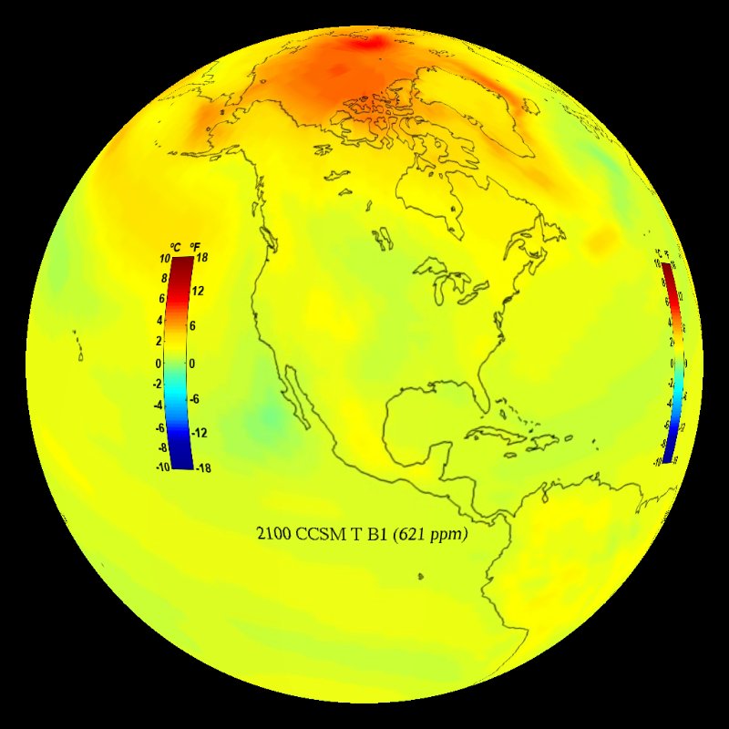 Climate Model Temperature Change CCSM B Dataset Science On A Sphere