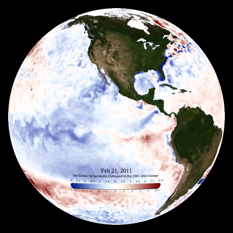 Sea Surface Temperature Anomaly Real Time Dataset Science On A Sphere