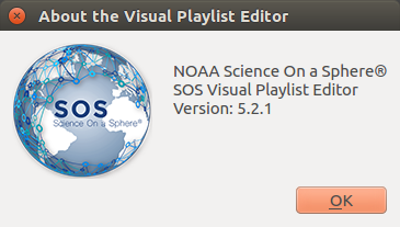 The About the Visual Playlist Editor dialog displays the version of the VPLE