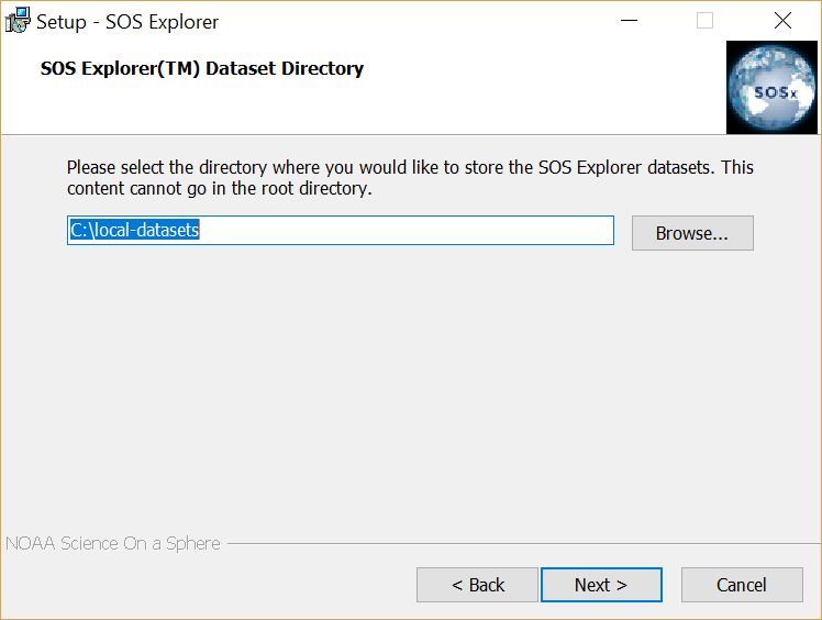 Screenshot of the dataset directory selection in the installer