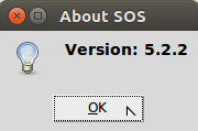 The About SOS dialog display the SOS version number