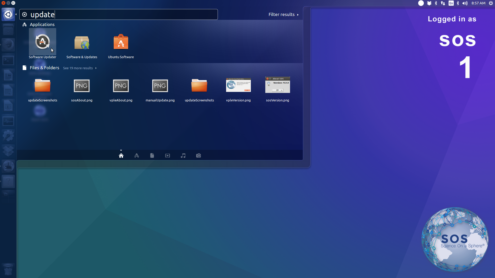 Ubuntu lists Software Updater under Applications when you search for update