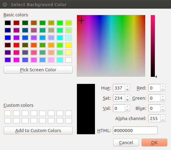 A screenshot of the colorpicker