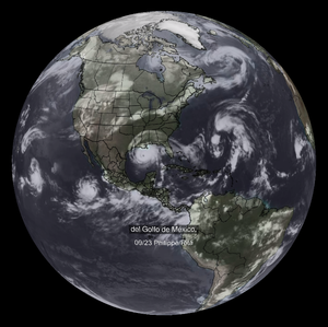 Hurricane Rita dataset with Spanish captions reading “del Golfo de México”