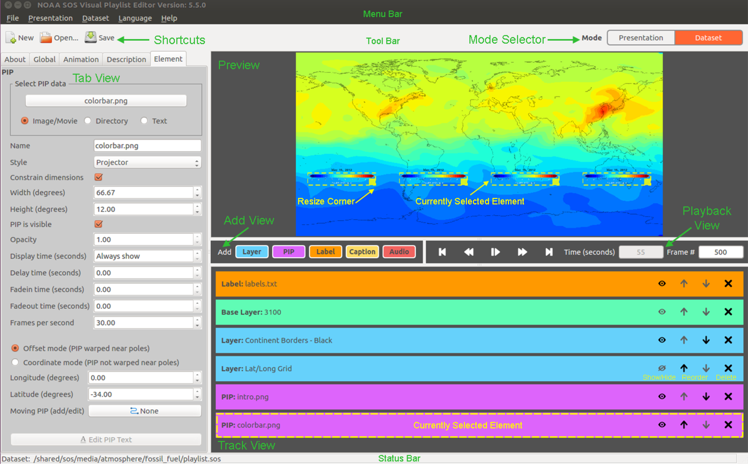 Screenshot of the Visual Playlist Editor