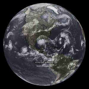 Hurricane Rita dataset with English captions reading “Gulf of Mexico”
