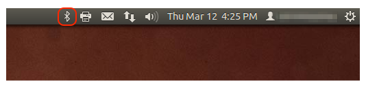 Screenshot of the Ubuntu menu bar with the bluetooth icon visible