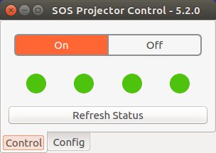 The version for the SOS Projector Control is displayed in the titlebar of the application