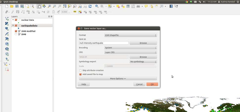 Screenshot of QGIS Save vector layer as… dialog