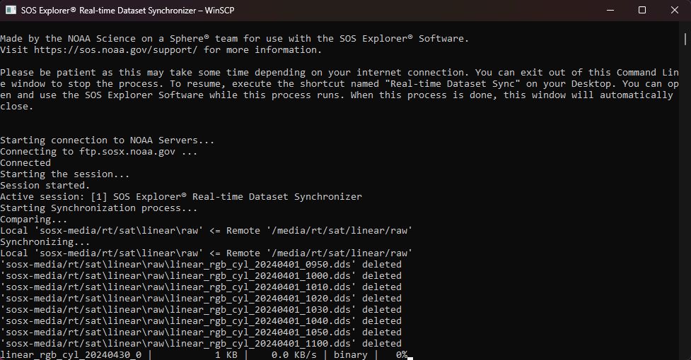 Shows Syncing Utility for Real-time Datasets via a Command Line window.