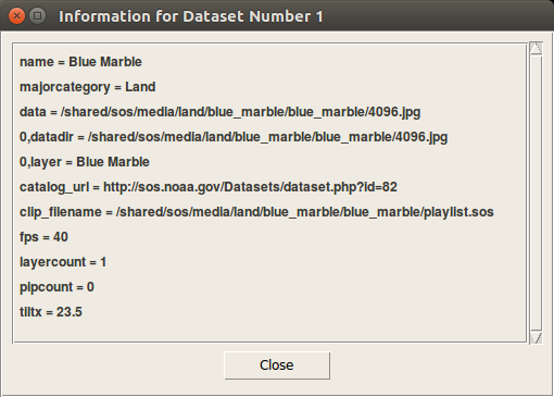 Screenshot of the dataset details dialog window