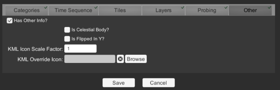 The other tab contains miscellaneous controls for your dataset