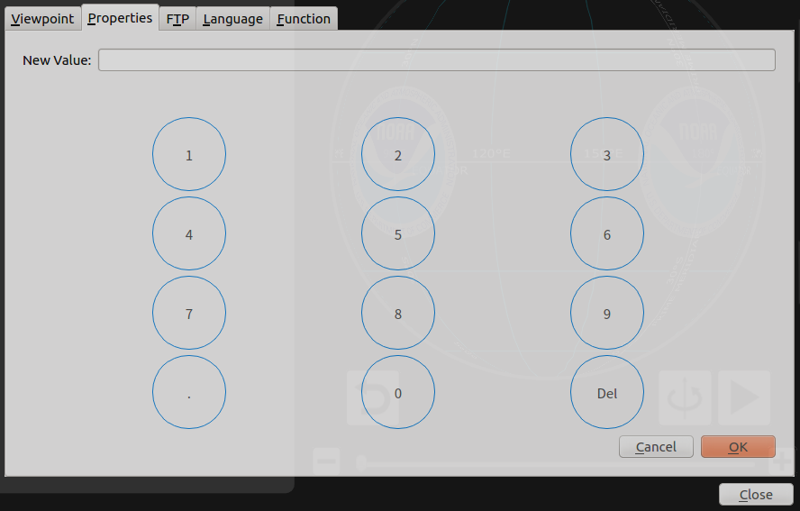 The numeric keypad presents a 3×4 grid of buttons with the digits 0–9, a “.” and a “Del” button